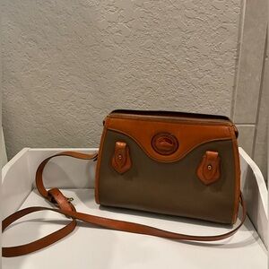 Dooney & Bourke Canvas Crossbody with Tan Leather Trim